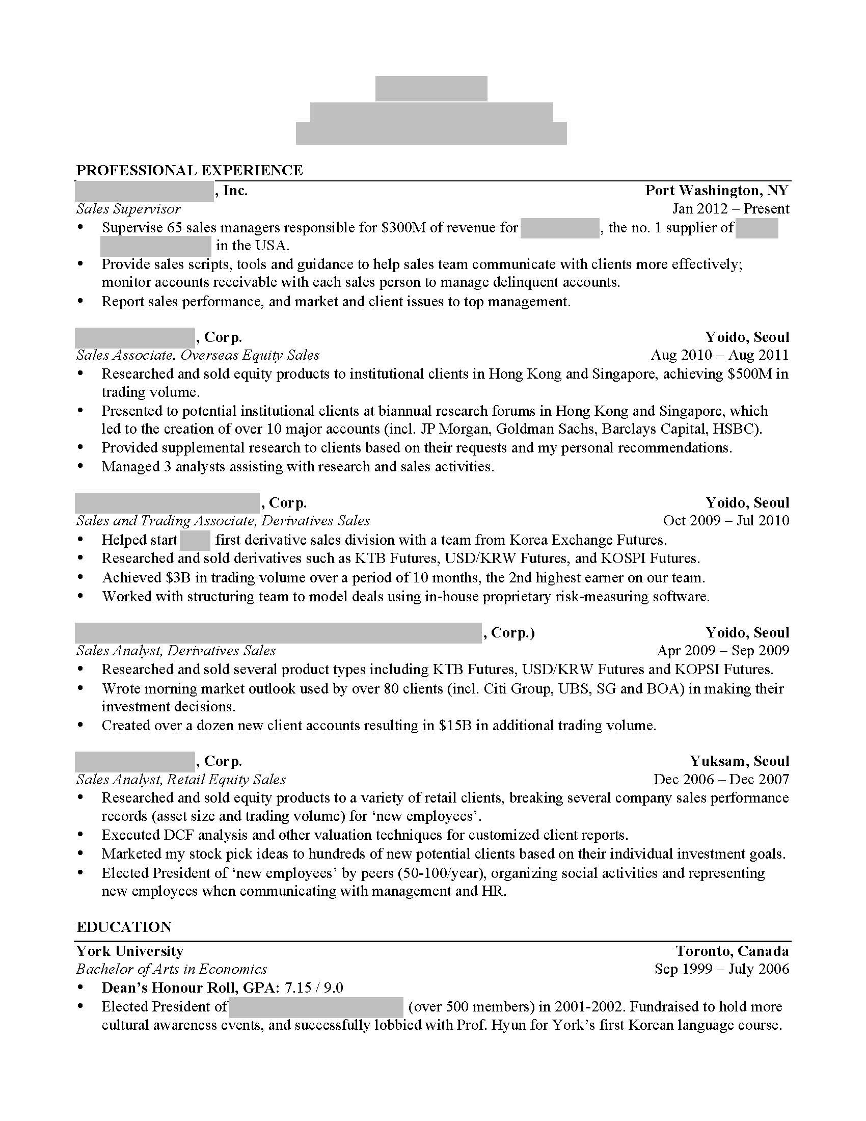 Mba candidate resume sample